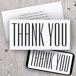 Simple Printable Chic Modern White Thank You Card