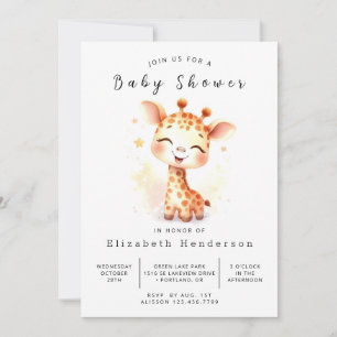 Simple Printable Giraffe Baby Shower Invitation
