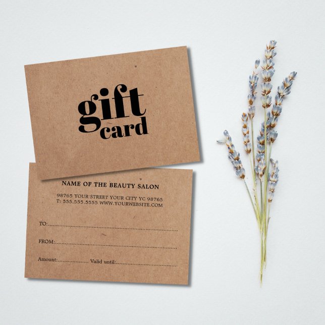 Simple Printed Kraft Beauty Gift Card (Creator Uploaded)