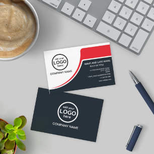 Simple Professional 2 colours add your logo Red Business Card