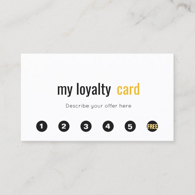 Simple Professional 6 Punch Customer Loyalty Card (Front)