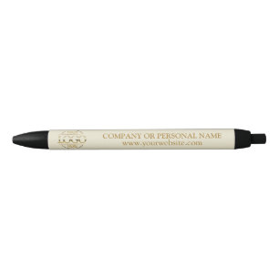Simple Professional Beige Custom Business Logo Blue Ink Pen