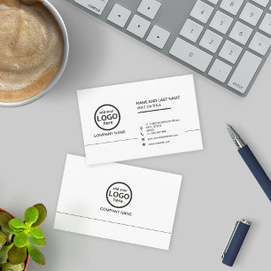 Simple Professional Black and White add your Logo Business Card
