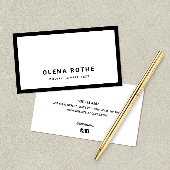 Simple Professional Black Border White Border  Calling Card (Creator Uploaded)