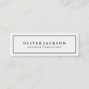 Simple Professional Black Border White Minimalist Mini Business Card
