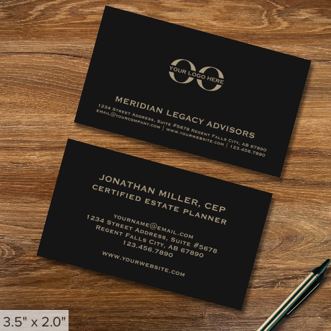 Simple Professional Black Custom Logo Business Card (Creator Uploaded)