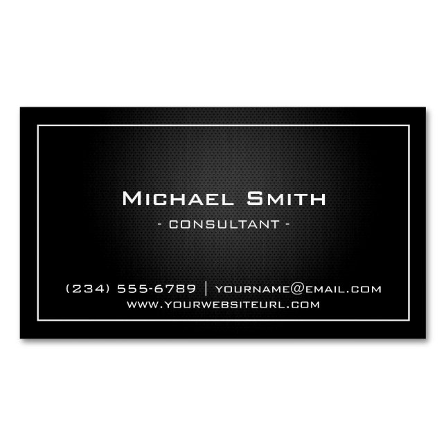 Simple Professional Black Metallic Modern Look Magnetic Business Card (Front)