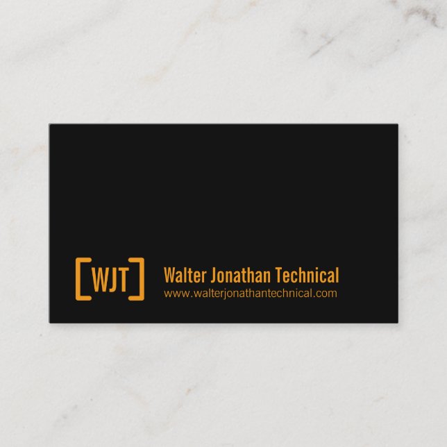 Simple professional black orange business cards (Front)
