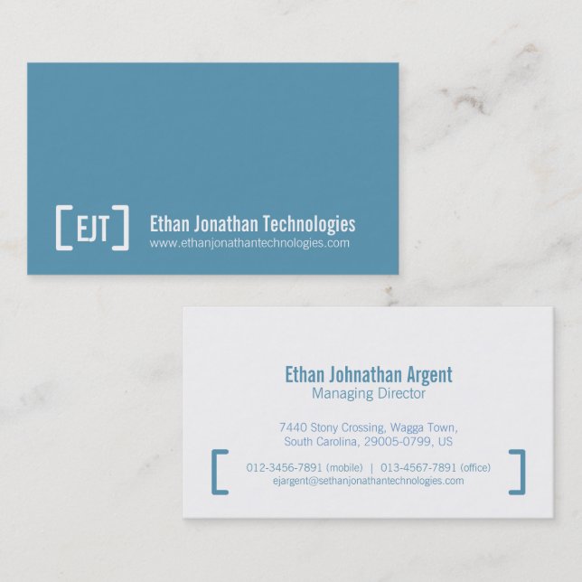 Simple professional blue white business cards (Front/Back)