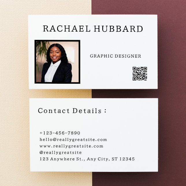 Simple Professional Custom Picture , Qr Code  Business Card (Creator Uploaded)