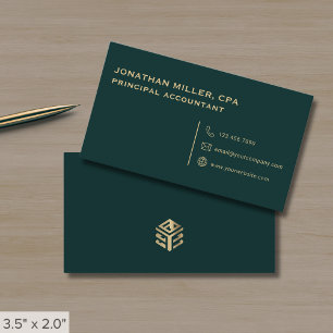 Simple Professional Dark Green Business Card