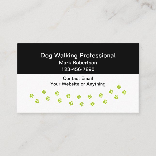 Simple Professional Dog Walking Business Cards (Front)