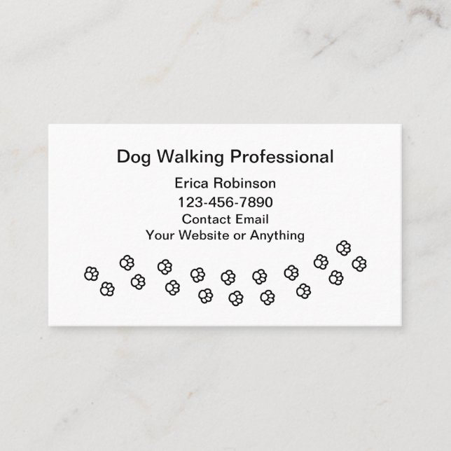 Simple Professional Dog Walking Business Cards (Front)