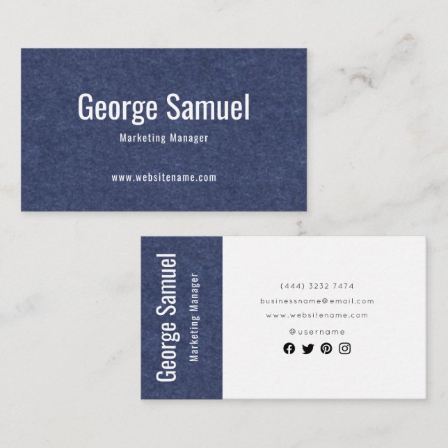 Simple Professional Elegant Employ Name  Job Title Business Card (Front/Back)