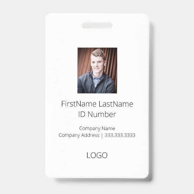 Simple Professional Employee ID Badge with Barcode (Front)