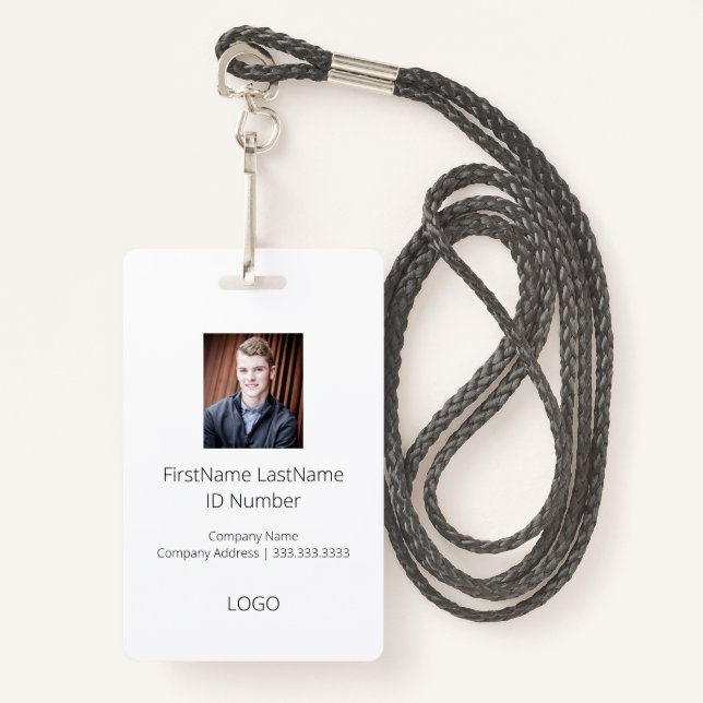 Simple Professional Employee ID Badge with Barcode (Front with Lanyard)