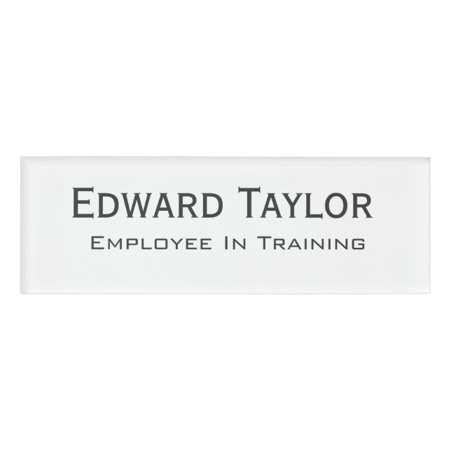 Simple Professional Employee Name Tag (Front)