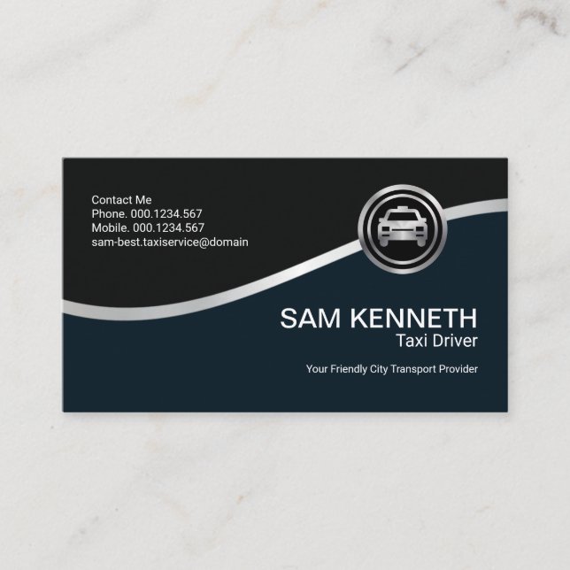 Simple Professional Energising Silver Wave Driver Business Card (Front)