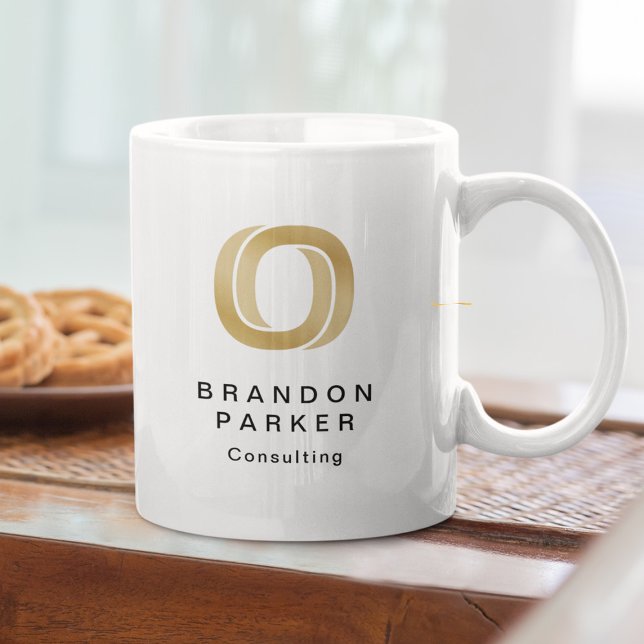 Simple Professional Gold Business Logo and Name Large Coffee Mug (Creator Uploaded)