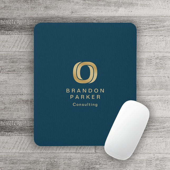 Simple Professional Gold Business Logo on Navy Mouse Pad (Creator Uploaded)
