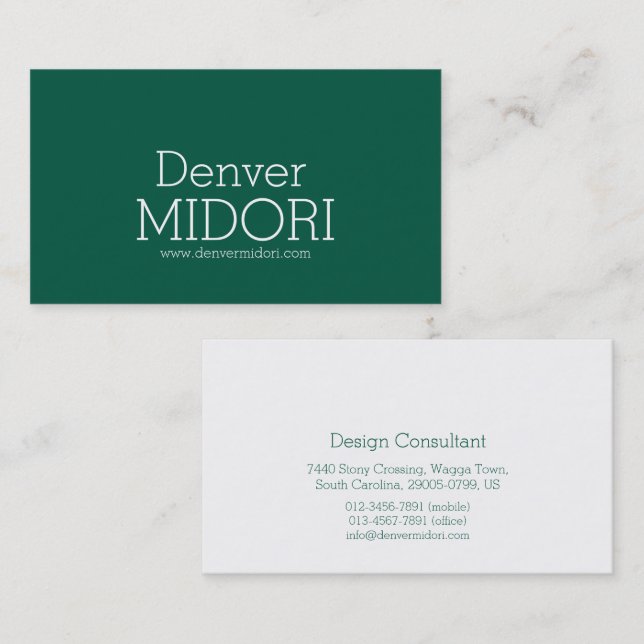 Simple professional green white business cards (Front/Back)