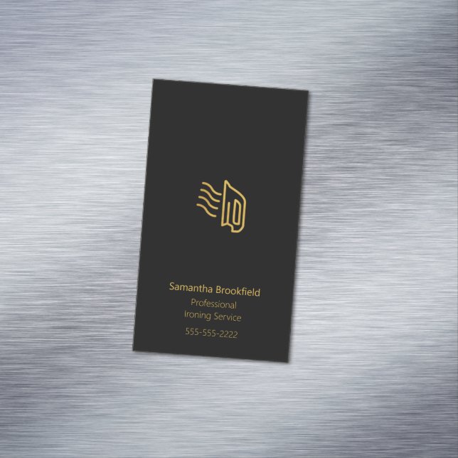 Simple Professional Home Ironing Service Black Magnetic Business Card (In Situ)