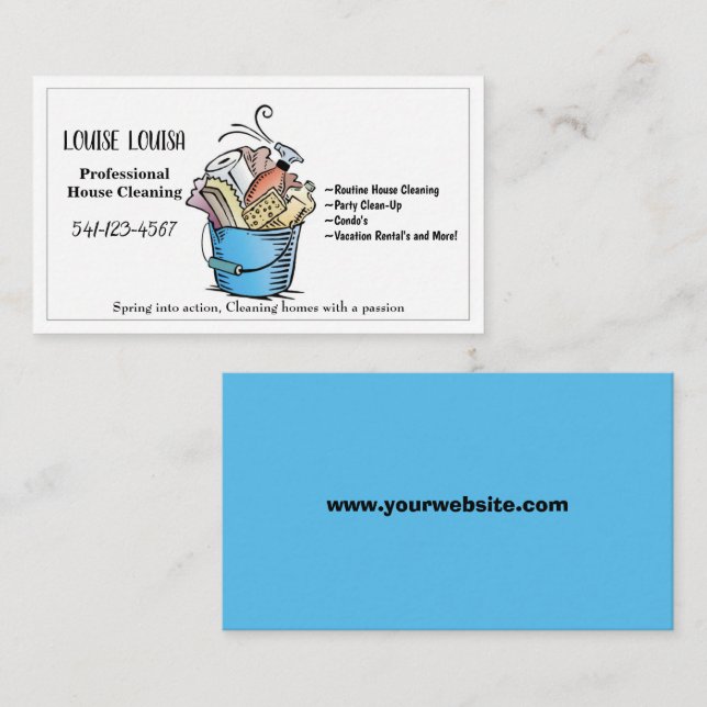 Simple Professional House Cleaning Business Cards (Front/Back)