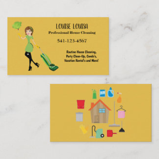 Simple Professional House Cleaning Business Cards