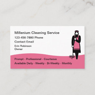 Simple Professional House Maid Business Cards