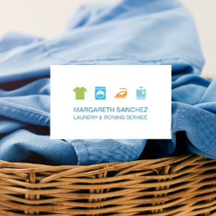 Simple Professional Laundry & Ironing Service Business Card