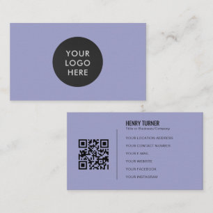 Simple Professional Logo QR Code Lavender Company Business Card