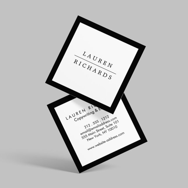 Simple Professional Luxe Black and White Square Business Card (Creator Uploaded)