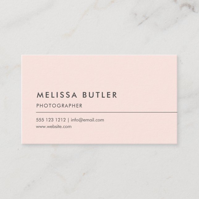 Simple Professional Minimalist Blush Pink Business Card (Front)