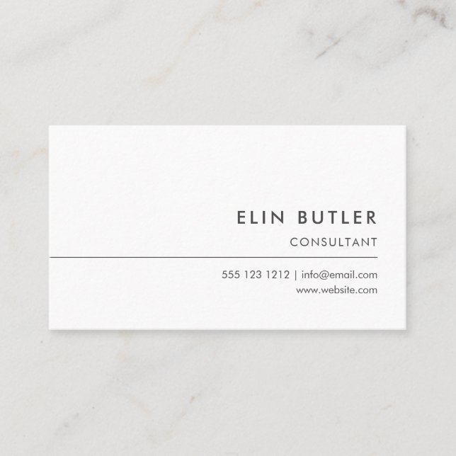 Simple Professional Minimalist White Business Card (Front)