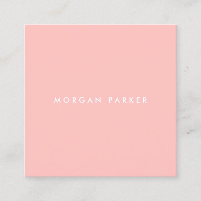 Simple Professional Modern Blush Pink Square Business Card (Front)