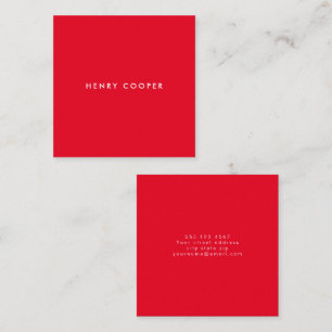 Simple Professional Modern Red Square Business Card