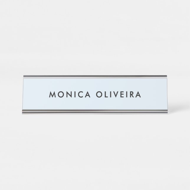 Simple Professional Pastel Blue Desk Name Plate (Front)