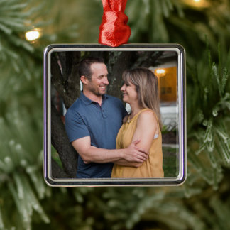 Simple Professional Photo Premium Square Metal Ornament