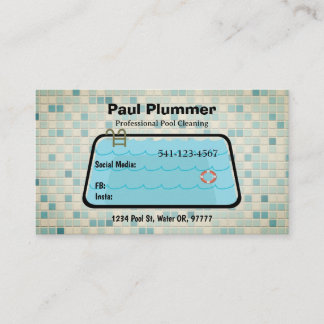Simple Professional Pool Cleaning Business Cards