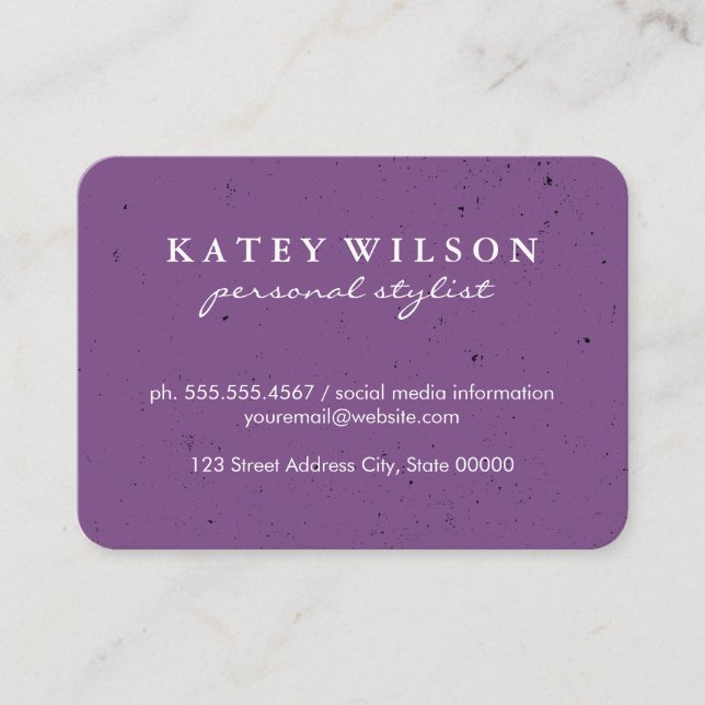 Simple Professional Purple Grunge with Gold Border Business Card (Front)