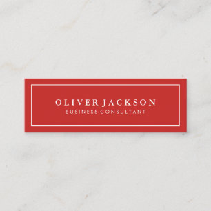 Simple Professional Red White Border Minimalist Mini Business Card
