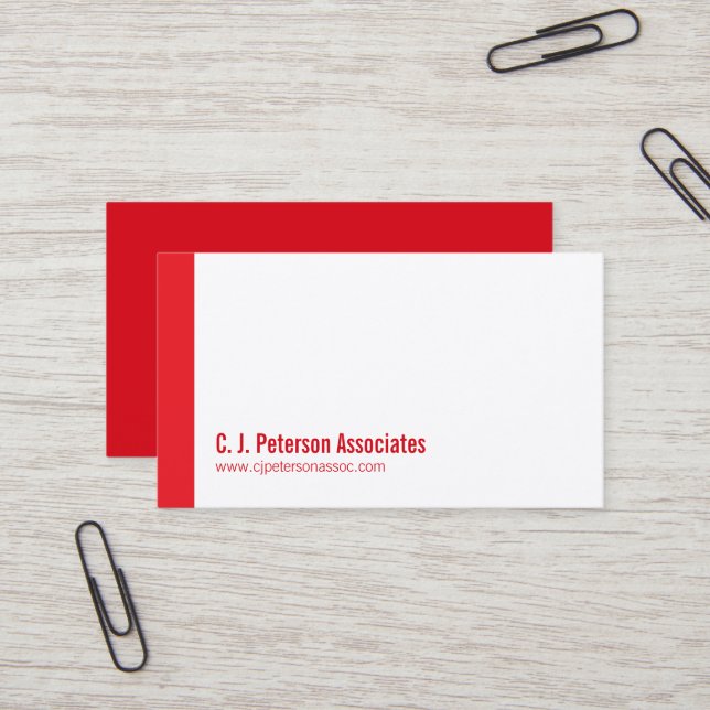 Simple professional red white business cards (Front/Back In Situ)