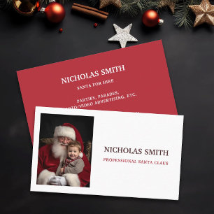 Simple Professional Santa Claus Photo  Business Card