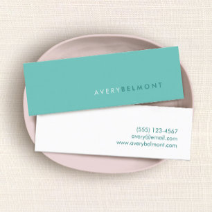 Simple Professional Turquoise Blue Modern   Mini Business Card