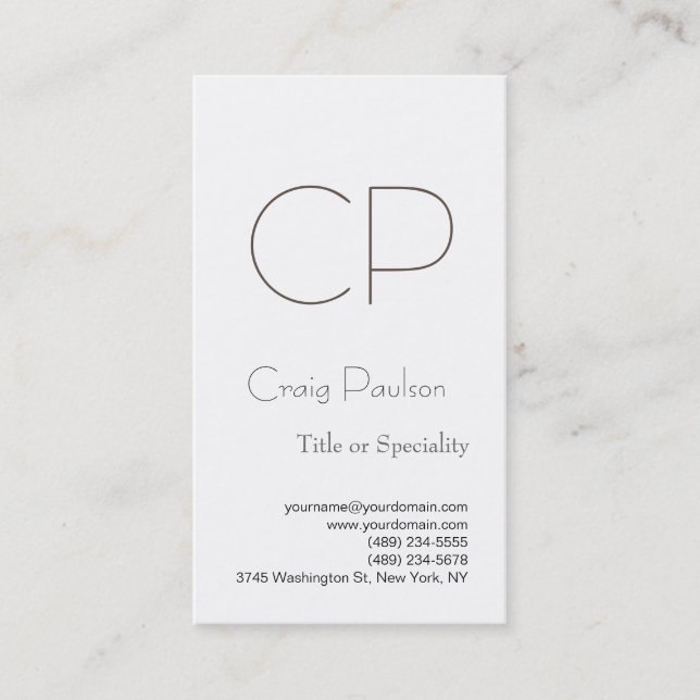 Simple Professional White Consultant Business Card (Front)