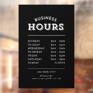 Simple Professional White on Black Business Hours