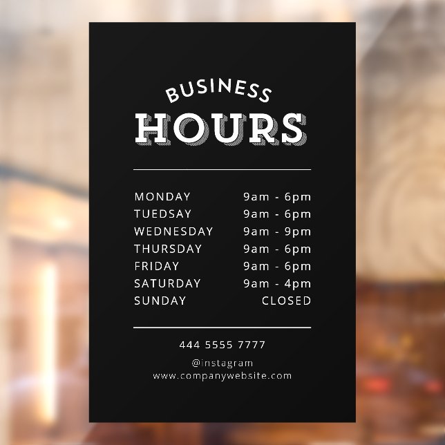 Simple Professional White on Black Business Hours (Sheet 2)