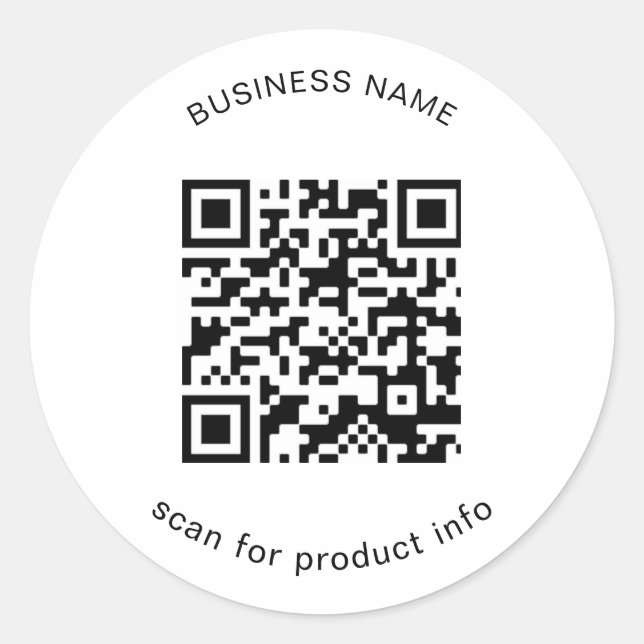 Simple Promotional Marketing QR Code Business  Classic Round Sticker (Front)