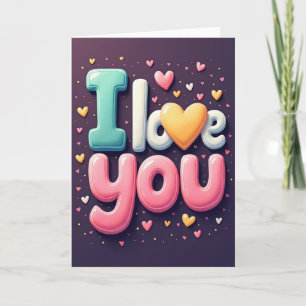 Simple Puffy Hearts I Love You Card