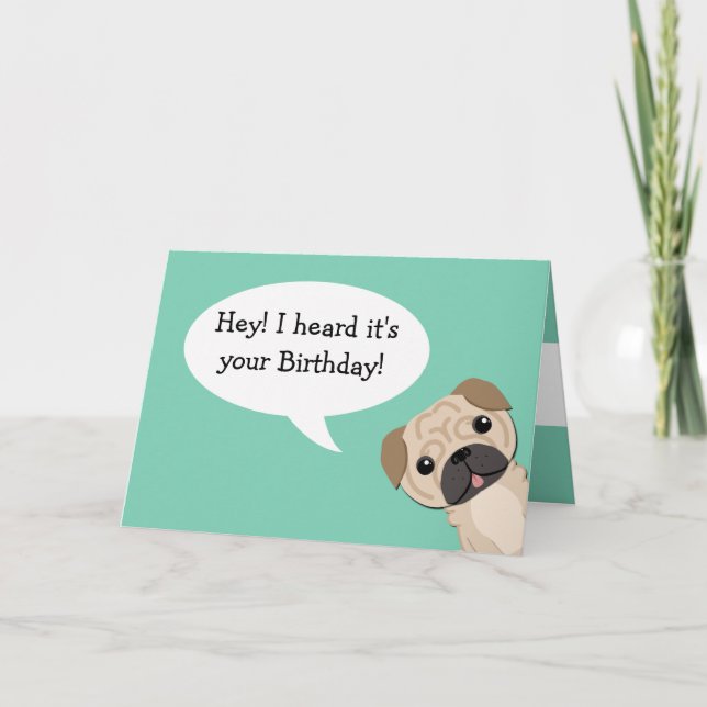 Simple Pug Birthday card (Front)